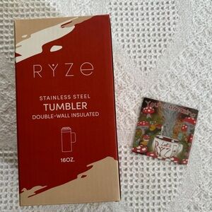 RYZE Mushroom Coffee Stainless Steel 16oz Double Wall Insulated Tumbler NEW